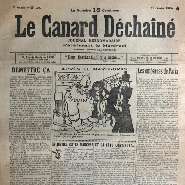 N° 190 du Canard Enchaîné -  18 Février 1920