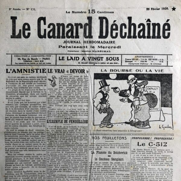 N° 191 du Canard Enchaîné -  25 Février 1920