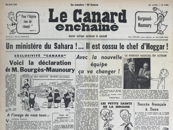 N° 1912 du Canard Enchaîné -  12 Juin 1957