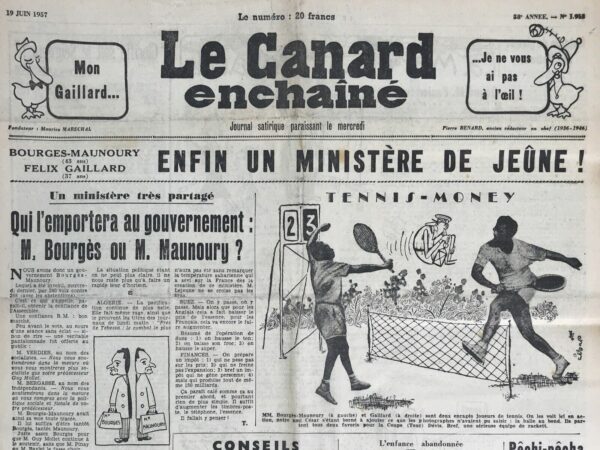 N° 1913 du Canard Enchaîné -  19 Juin 1957