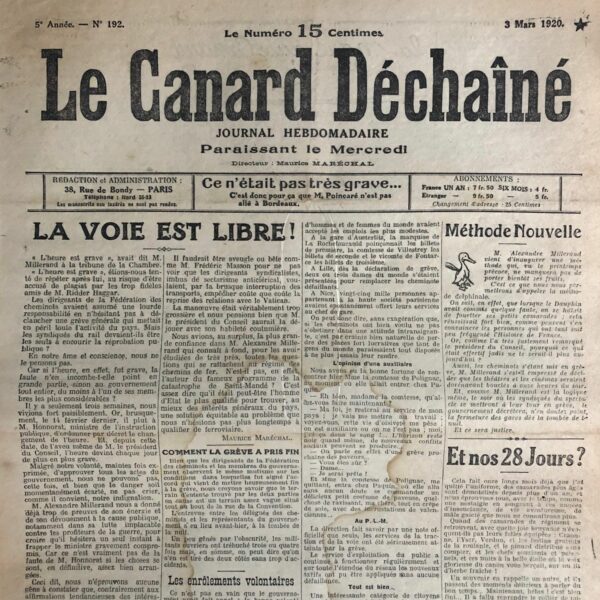 N° 192 du Canard Enchaîné -  3 Mars 1920