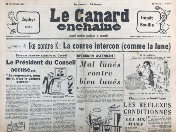 N° 1934 du Canard Enchaîné -  13 Novembre 1957