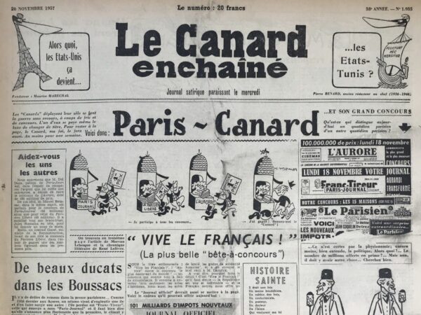 N° 1935 du Canard Enchaîné -  20 Novembre 1957