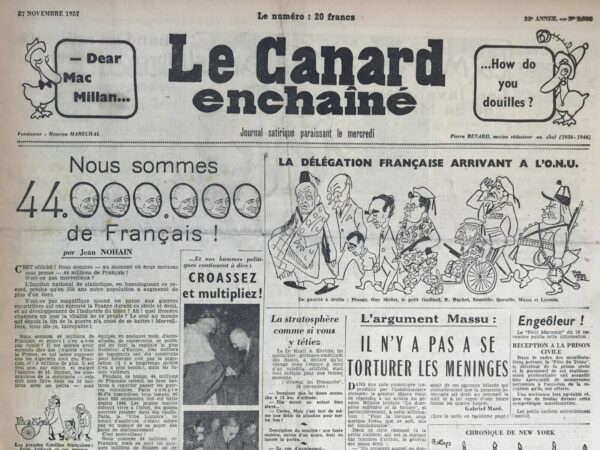 N° 1936 du Canard Enchaîné -  27 Novembre 1957