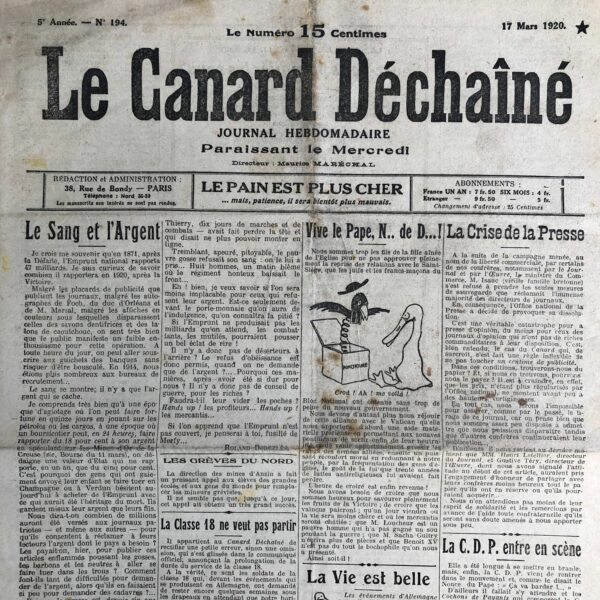 N° 194 du Canard Enchaîné -  17 Mars 1920