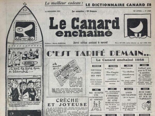 N° 1940 du Canard Enchaîné -  25 Décembre 1957