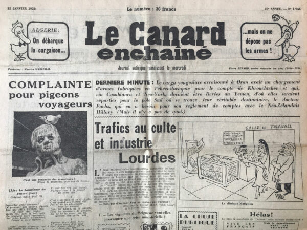 N° 1944 du Canard Enchaîné -  22 Janvier 1958