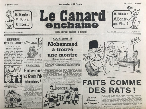 N° 1949 du Canard Enchaîné -  26 Février 1958