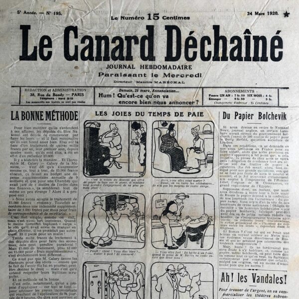 N° 195 du Canard Enchaîné -  24 Mars 1920