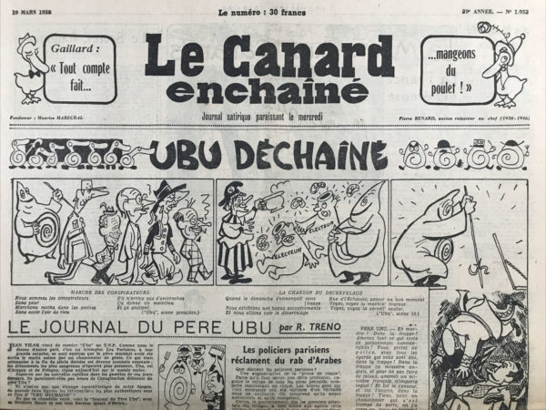N° 1952 du Canard Enchaîné -  19 Mars 1958