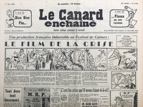 N° 1959 du Canard Enchaîné -  7 Mai 1958
