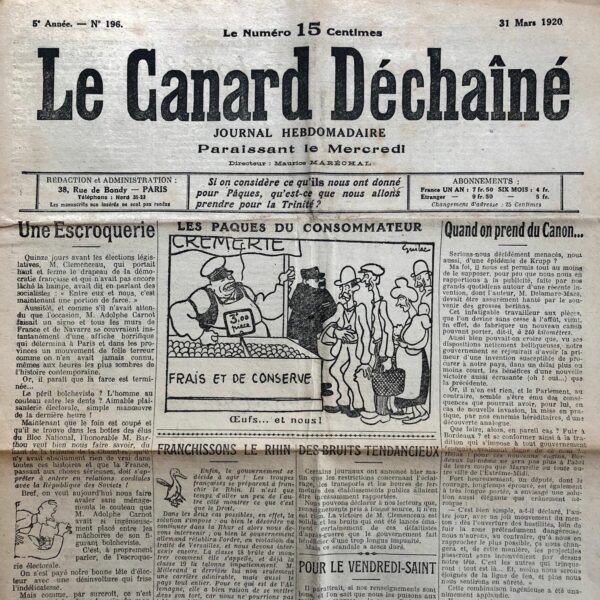 N° 196 du Canard Enchaîné -  31 Mars 1920