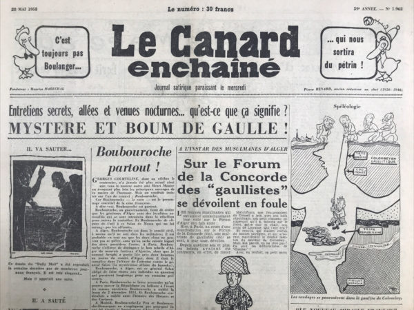 N° 1962 du Canard Enchaîné -  28 Mai 1958
