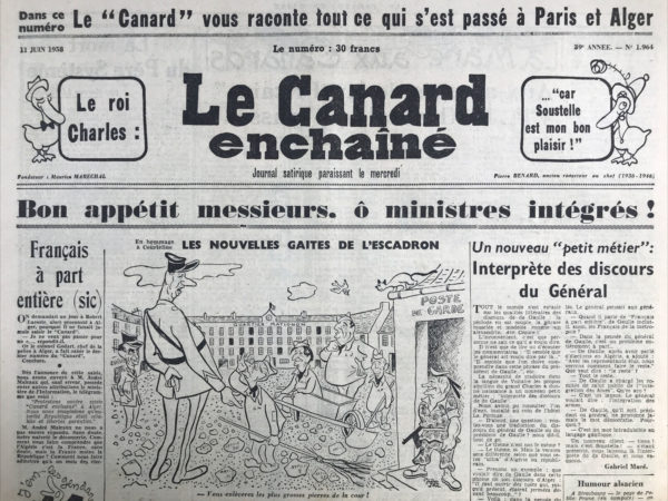N° 1964 du Canard Enchaîné -  11 Juin 1958