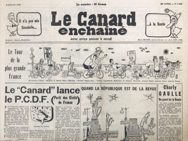 N° 1968 du Canard Enchaîné -  9 Juillet 1958