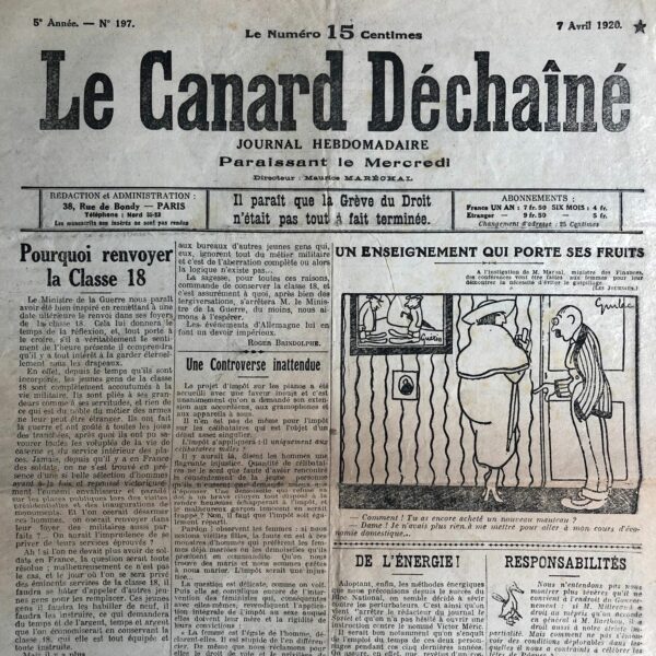 N° 197 du Canard Enchaîné -  7 Avril 1920
