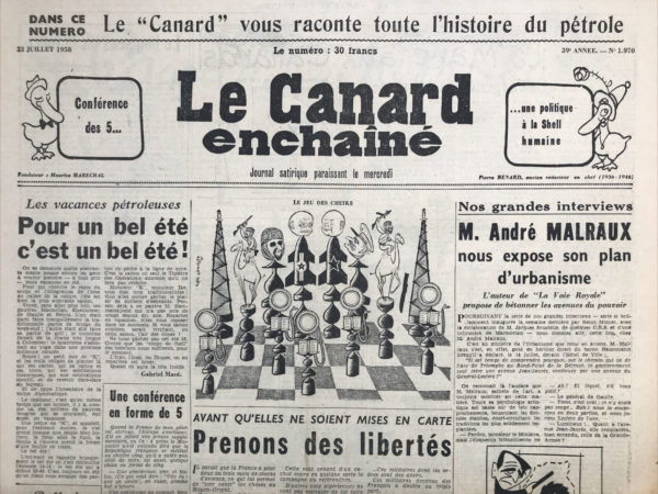 N° 1970 du Canard Enchaîné -  23 Juillet 1958