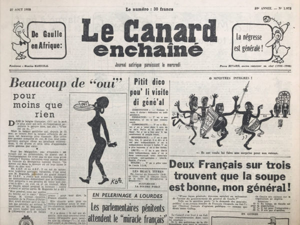 N° 1975 du Canard Enchaîné -  27 Août 1958
