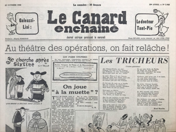 N° 1983 du Canard Enchaîné -  22 Octobre 1958