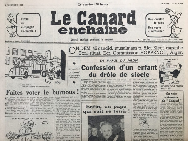 N° 1985 du Canard Enchaîné -  5 Novembre 1958