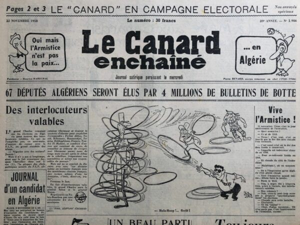 N° 1986 du Canard Enchaîné -  12 Novembre 1958