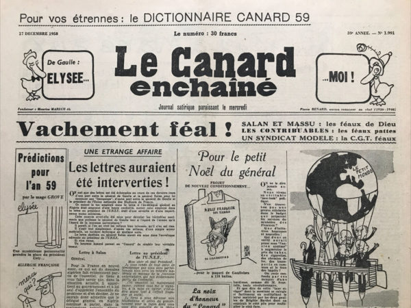 N° 1991 du Canard Enchaîné -  17 Décembre 1958