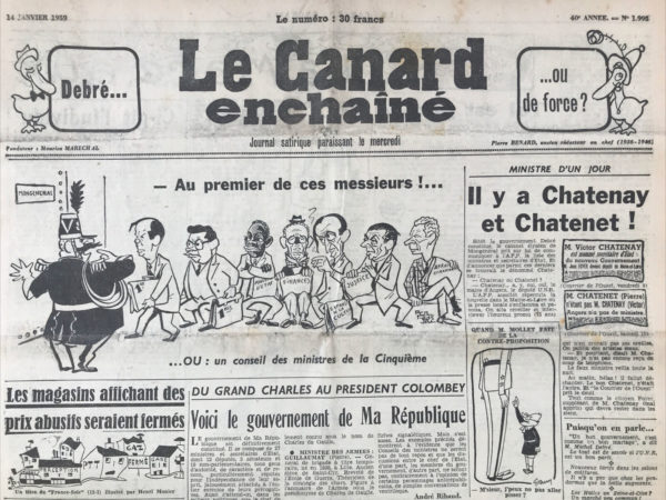 N° 1995 du Canard Enchaîné -  14 Janvier 1959