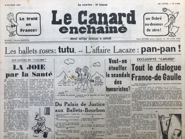 N° 1998 du Canard Enchaîné -  4 Février 1959