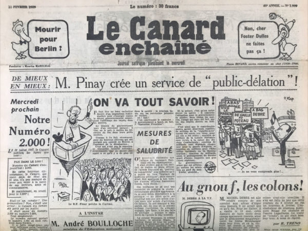 N° 1999 du Canard Enchaîné -  11 Février 1959