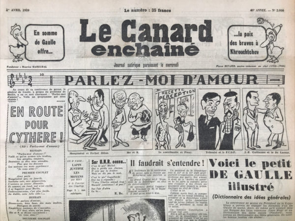 N° 2006 du Canard Enchaîné -  1 Avril 1959