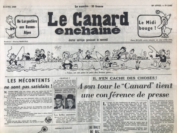 N° 2007 du Canard Enchaîné -  8 Avril 1959