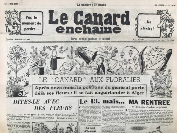 N° 2010 du Canard Enchaîné -  29 Avril 1959