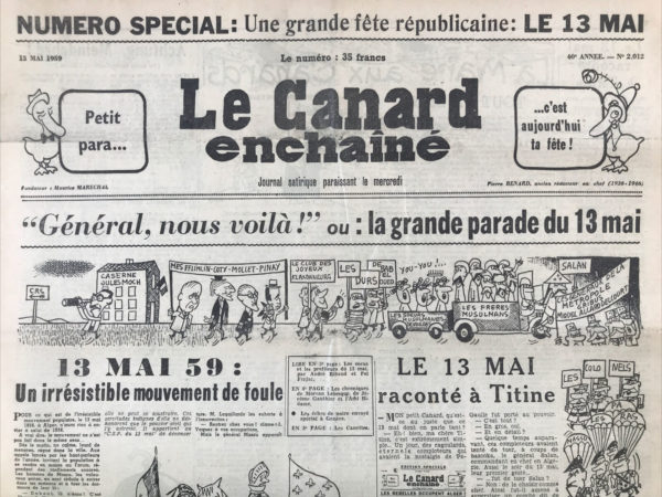 N° 2012 du Canard Enchaîné -  13 Mai 1959