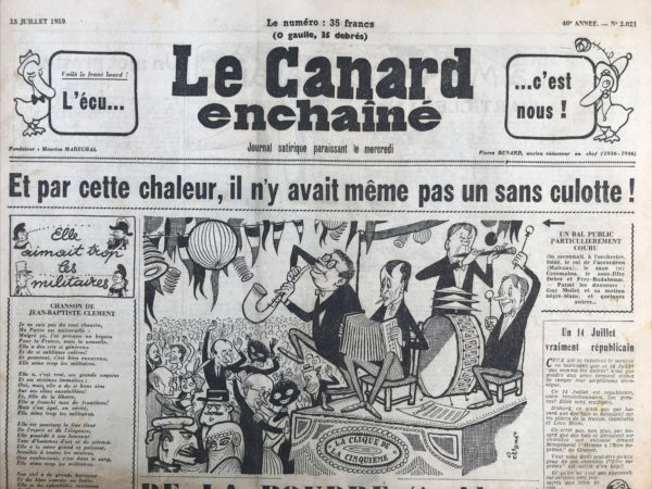 N° 2021 du Canard Enchaîné -  15 Juillet 1959