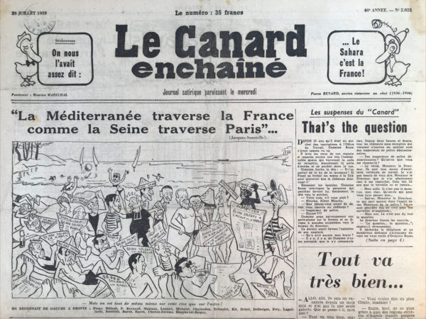 N° 2023 du Canard Enchaîné -  29 Juillet 1959