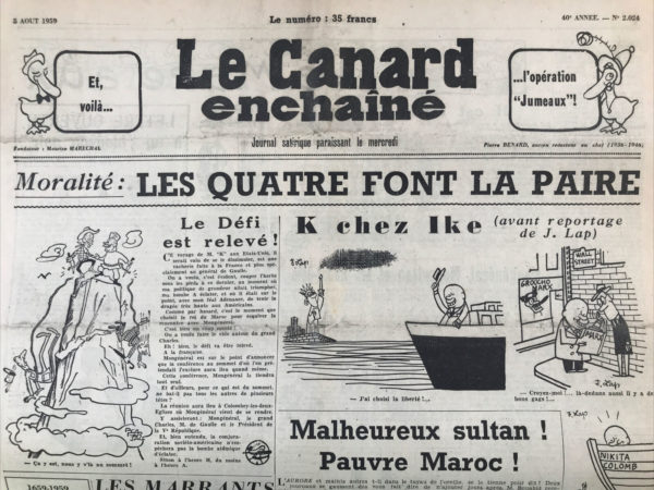 N° 2024 du Canard Enchaîné -  5 Août 1959