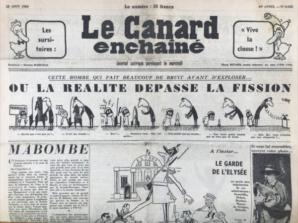 N° 2025 du Canard Enchaîné -  12 Août 1959