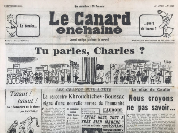 N° 2029 du Canard Enchaîné -  9 Septembre 1959