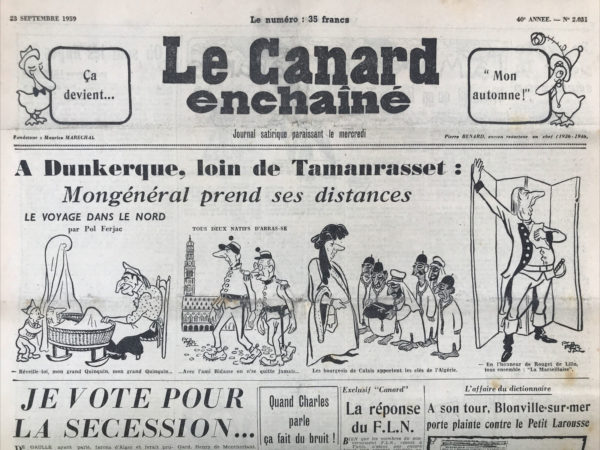 N° 2031 du Canard Enchaîné -  23 Septembre 1959