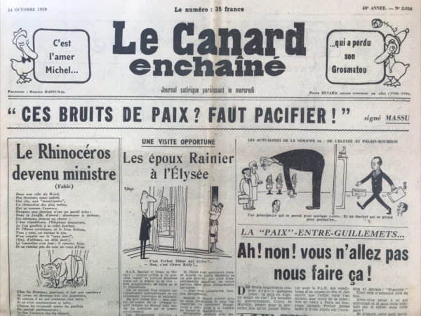 N° 2034 du Canard Enchaîné -  14 Octobre 1959