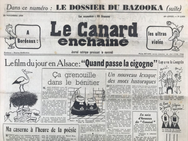 N° 2039 du Canard Enchaîné -  18 Novembre 1959
