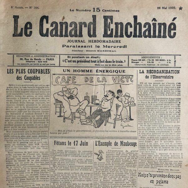 N° 204 du Canard Enchaîné -  26 Mai 1920