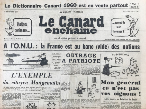 N° 2041 du Canard Enchaîné -  2 Décembre 1959