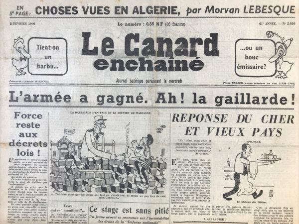 N° 2050 du Canard Enchaîné -  3 Février 1960