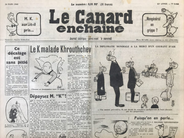 N° 2056 du Canard Enchaîné -  16 Mars 1960
