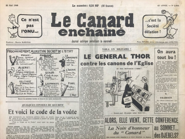 N° 2066 du Canard Enchaîné -  25 Mai 1960