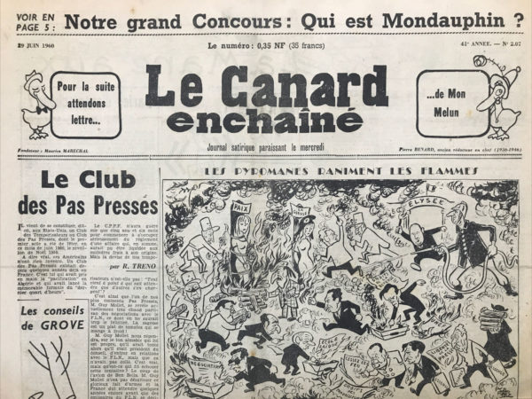 N° 2071 du Canard Enchaîné -  29 Juin 1960