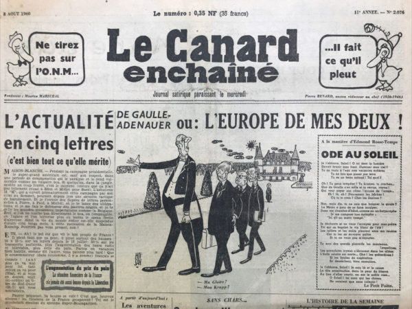 N° 2076 du Canard Enchaîné -  3 Août 1960