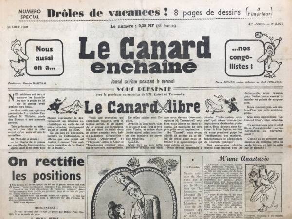 N° 2077 du Canard Enchaîné -  10 Août 1960