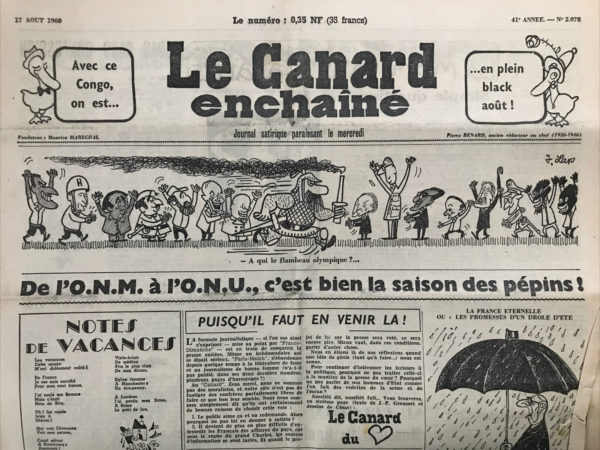 N° 2078 du Canard Enchaîné -  17 Août 1960